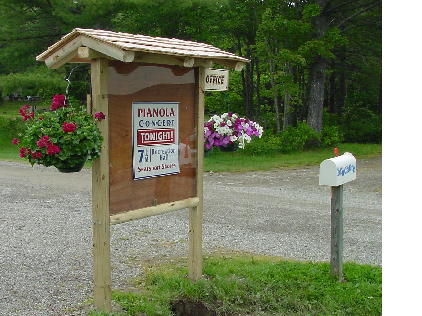 A rustic sign announces the 2nd Season of Maine Player-Piano Concerts!